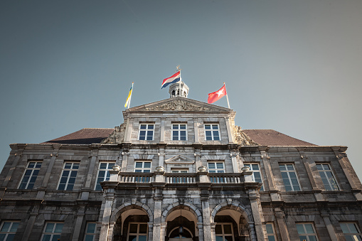 Picture of the Maastricht city hall in Maastricht, Netherlands. The Stadhuis is the town hall in the centre of Maastricht in the Netherlands. It is sited on the Markt. The building was designed by Pieter Post in the 17th century in the style of Dutch classicism.