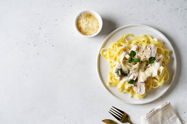 istock Pasta mushrooms with chicken, parmesa and basil 1471653572