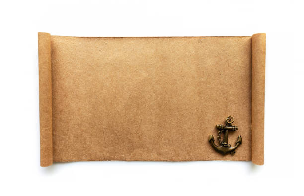 Anchor on the blank cardboard paper isolated on white background.