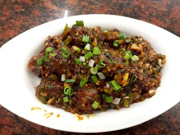 Photo of Indian Cuisine Vegetable Manchurian Also Know as Gobi Manchurian is a popular Indo Chinese Street food