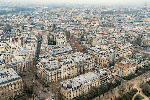 Paris cityscape aerial view