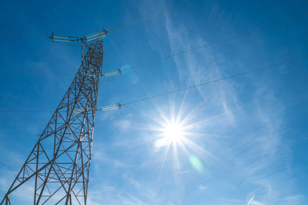 istock Electricity pylons in mountains. 1471662054