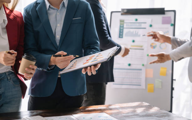 istock Project manager working and update tasks with milestones progress planning and professional investor working new start up project in the office. 1471662642