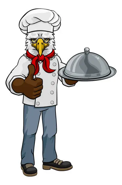 Vector illustration of Eagle Chef Mascot Cartoon Character