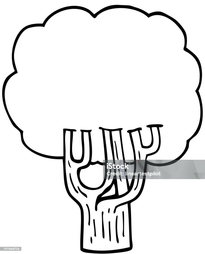 Tree Line Drawing Simple Cartoon Line Drawing Cartoon Blooming Tree Stock Illustration - Download Image ...