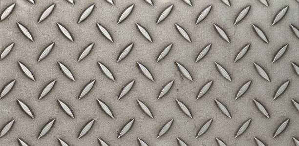 Grunge matte diamond plate with dust and stain industrial flooring texture abstract background banner