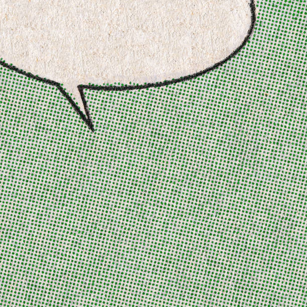 istock Vintage comic book page with green dot printing pattern and empty speech bubble on paper texture background 1471670594