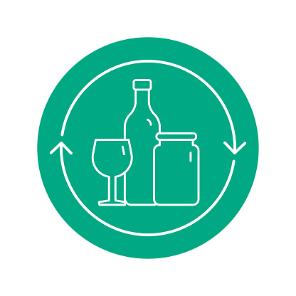 Recycle glass vector icon logo badge