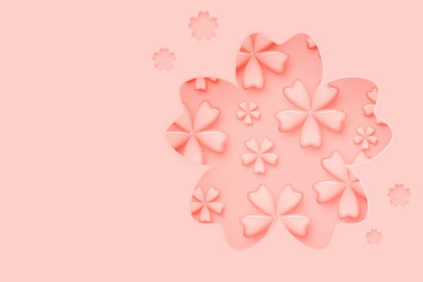 istock Cherry blossom Floral Greeting card. 3d flower holiday background. 1471672430