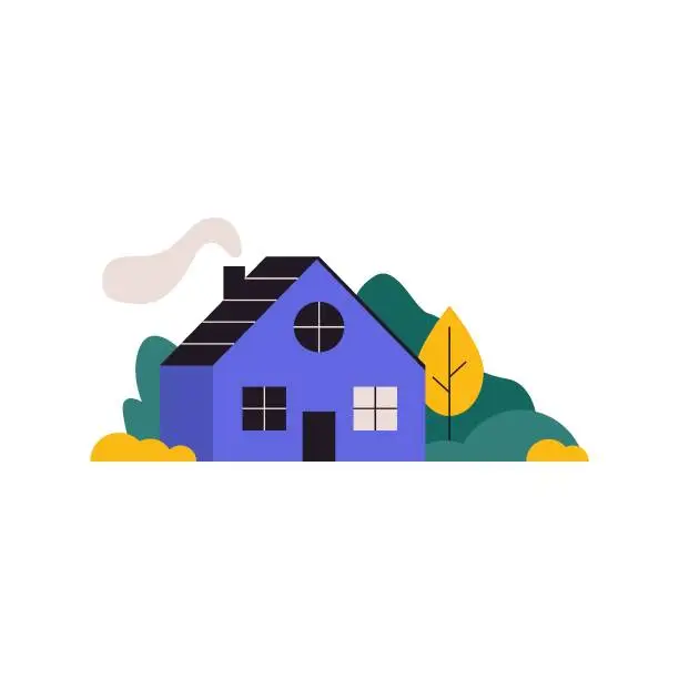 Vector illustration of Simple house building. Abstract architecture construction, cartoon urban real property estate. Vector isolated icon