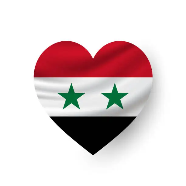 Vector illustration of Syria flag heart shape. Vector