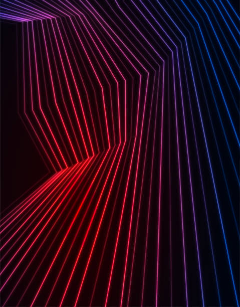 istock Red blue neon curved lines abstract futuristic geometric background 1471675445