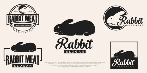 Vector illustration of set of Rabbit template vector icon illustration design
