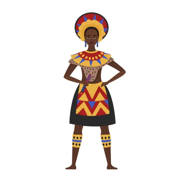 Vector illustration of Tribal african dressed woman