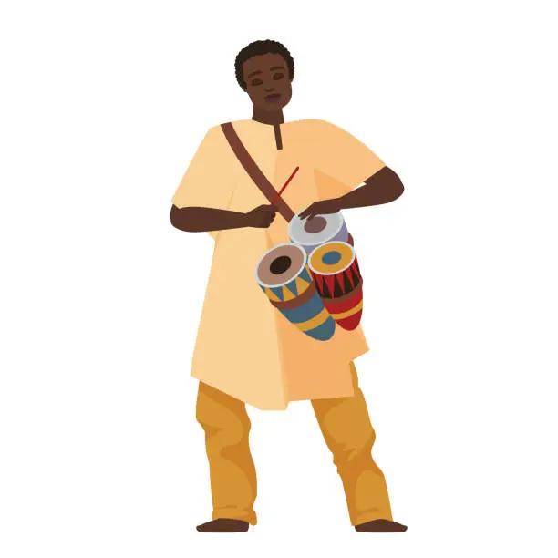 Vector illustration of African man with drums