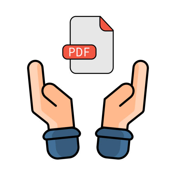 ilustrações, clipart, desenhos animados e ícones de arquivo pdf segurado pelas mãos. ilustração vetorial em um estilo minimalista plano. compartilhamento de arquivos pdf - sharing giving file computer icon