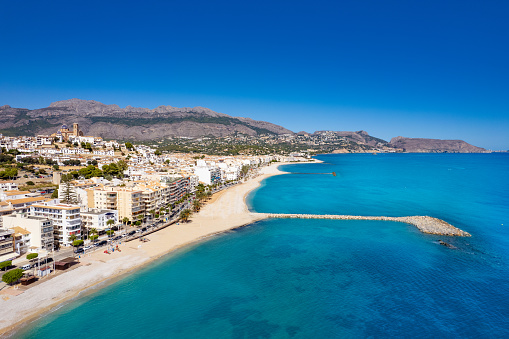 Altea Mediterranean sea beach aerial view in Costa Blanca of Alicante in Spain