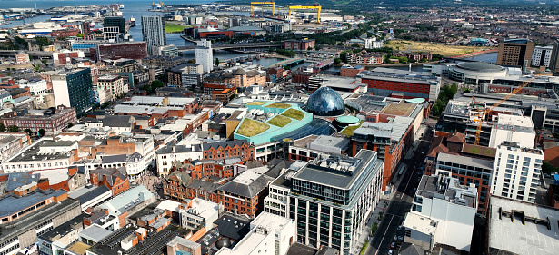 Aerial photo of Victoria Square Dome Belfast Cityscape Northern Ireland