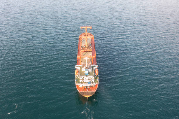 istock Aerial view of cargo ship in transit. 1471681157