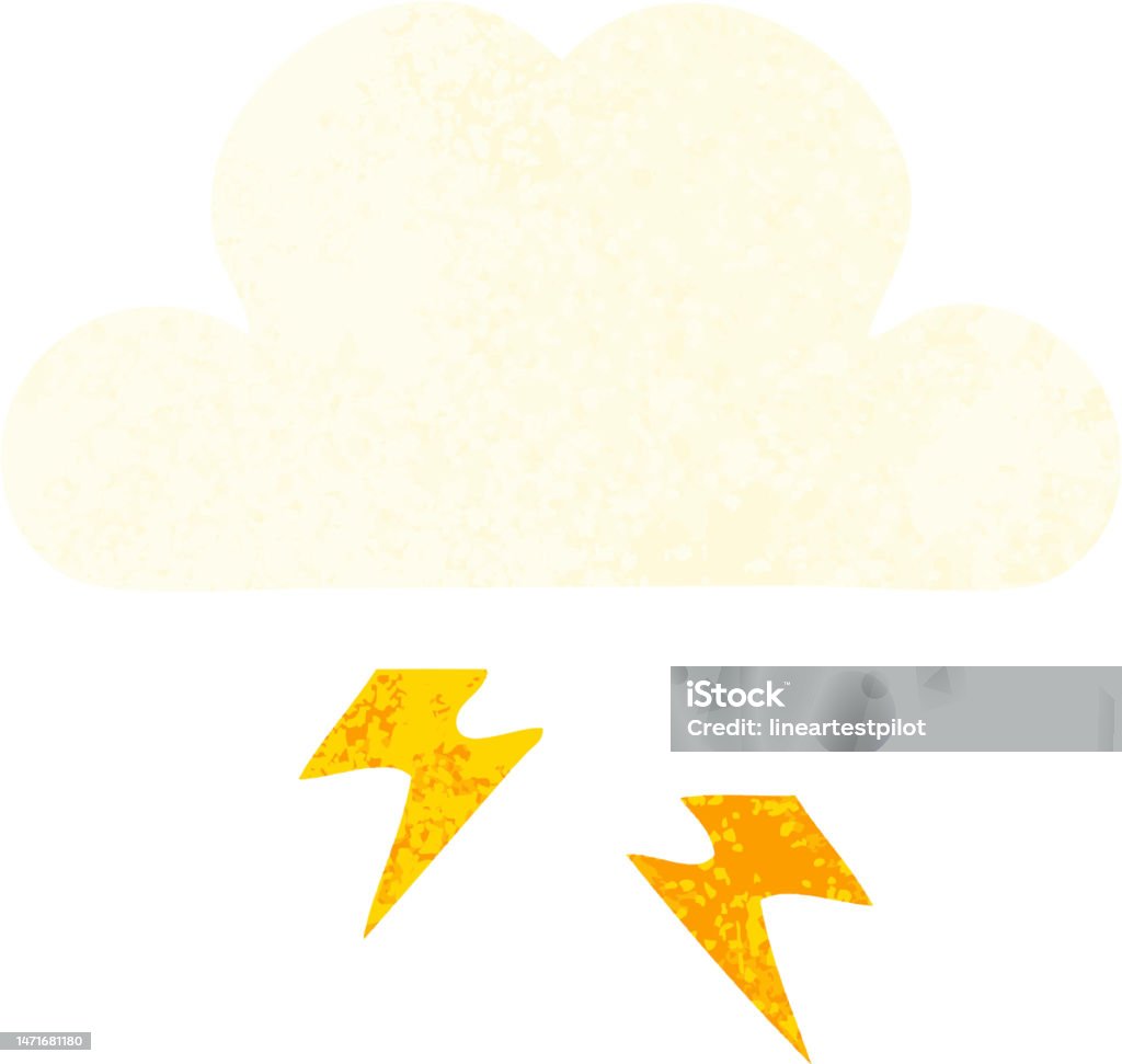 Thundercloud Vector Retro Illustration Style Cartoon Of A Thunder Cloud Stock Illustration ...