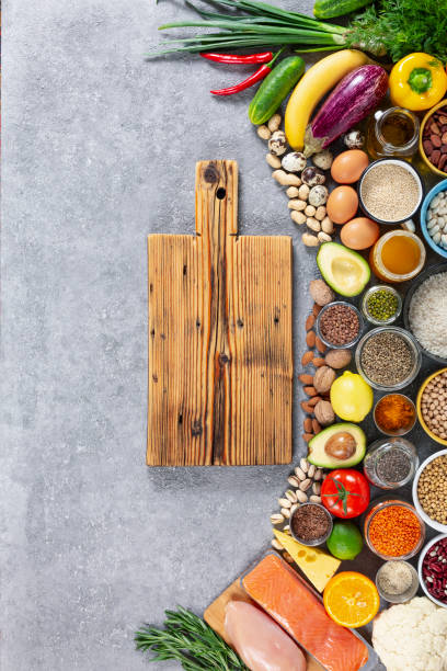 istock Fresh food set in balanced diet concept 1471682869