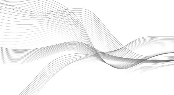 schwarze wellenlinien isoliert auf weißem abstraktem hintergrunddesign - lined pattern stock-grafiken, -clipart, -cartoons und -symbole