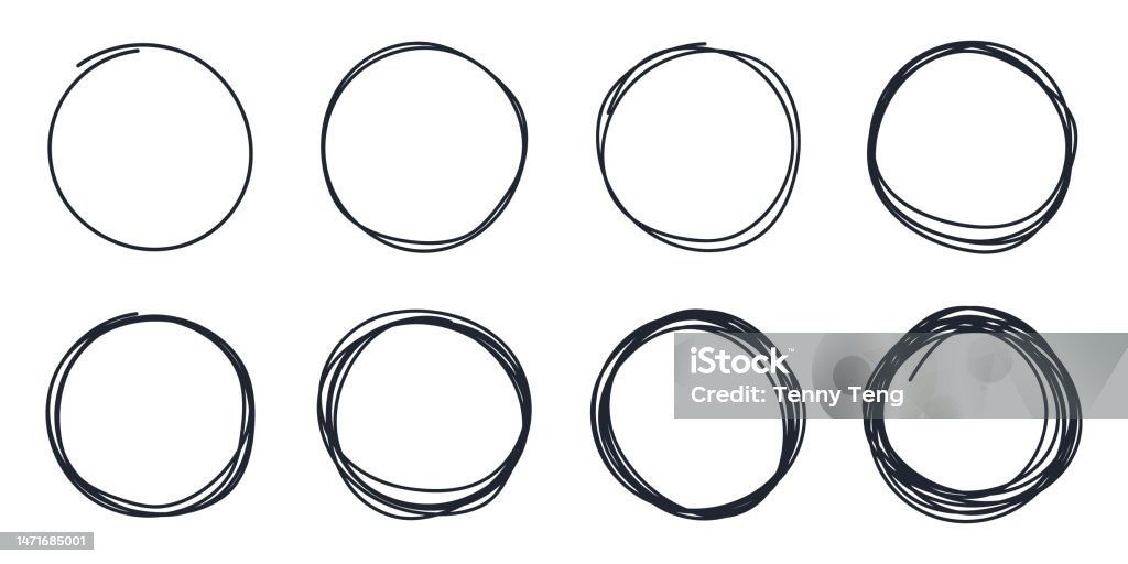 Sketch Frames Simple Handwriting Frame Doodle Scribble Circle Elements ...
