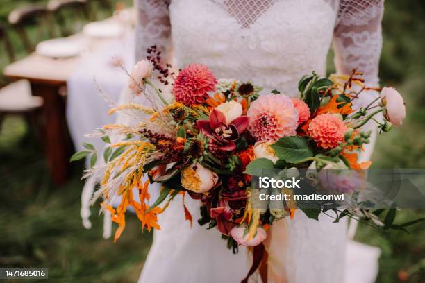 Close Up Of Vibrant Wedding Bouquet Stock Photo - Download Image Now - Wedding, Bouquet, Flower