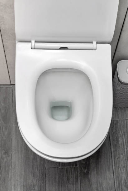istock Open lavatory bowl at toilet. Top view. 1471685876