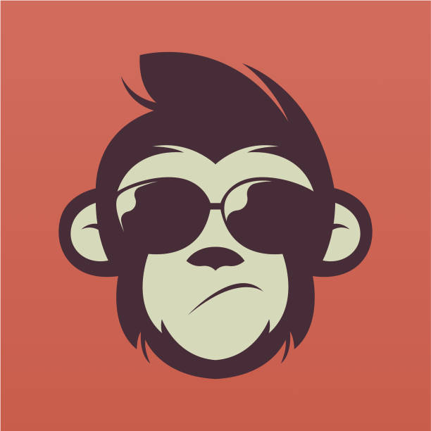 illustrations, cliparts, dessins animés et icônes de vecteur de conception de logo de tête de singe - monkey