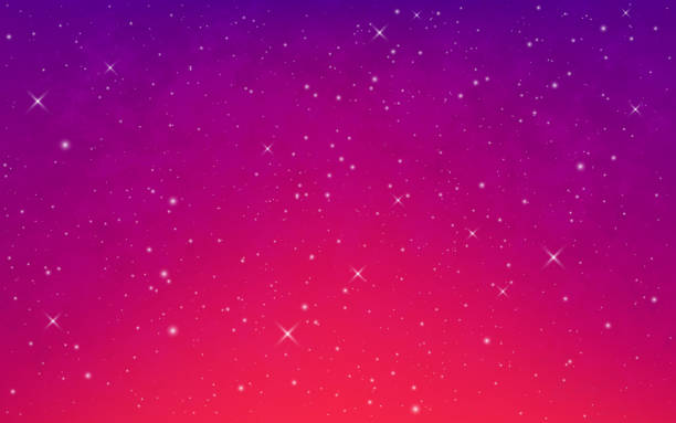 우주 배경. 빛나는 별이 있는 색상 그라데이션. 반짝이 효과가있는 밝은 성운. 미래의 코스모스 배경. 별자리가 있는 판타지 은하계. 벡터 그림 - blue background orange background purple background light stock illustrations