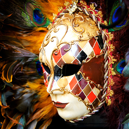 Venice, Italy - February 8, 2015: People masquerading at the famous carnival parade.