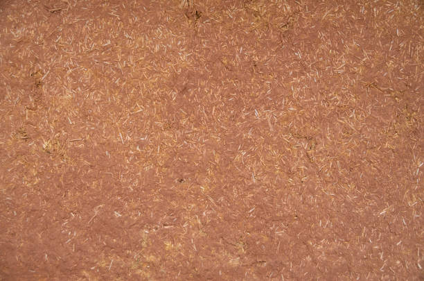 New colorful mud plaster on wall closeup