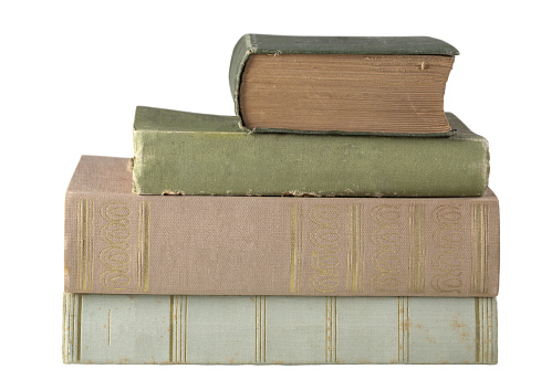 Pile of old book isolated on a white  background
