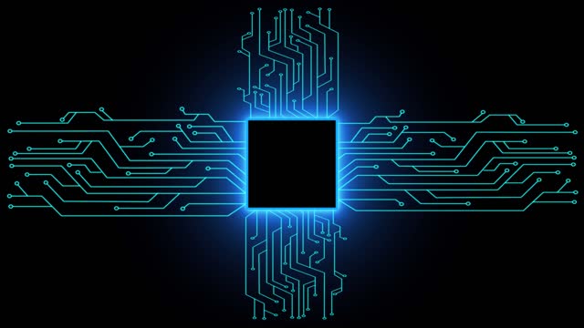 Animated Glowing Blue color Motherboard circuit pattern background