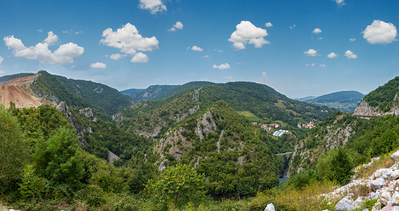 View at Rhodope mountains from the Archaeological complex Perperikon. Kardzhali region, Bulgaria, Europe.