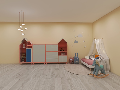 Children's room interior 3d render, 3d illustration