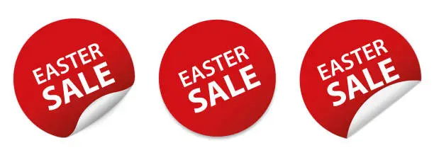 Vector illustration of EASTER SALE - red round sticker banners