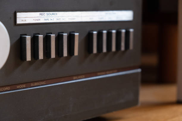 istock Button and switch of an amplifier for a record player 1471697762