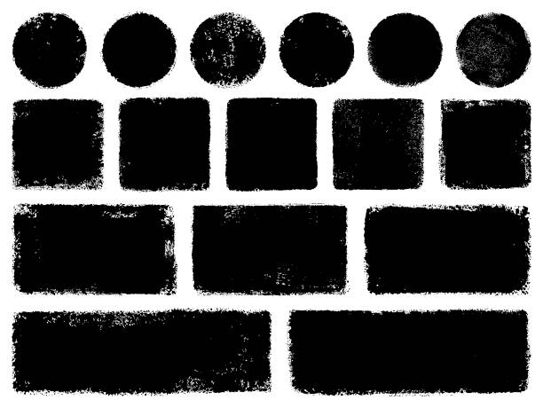Grunge backgrounds Set of grunge backgrounds. Rectangles, squares and circles. Isolated design elements on white background Ink and Brush stock illustrations