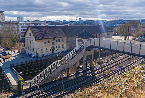 Ulm, Germany, February 2023: View to the Railroad Station and trains