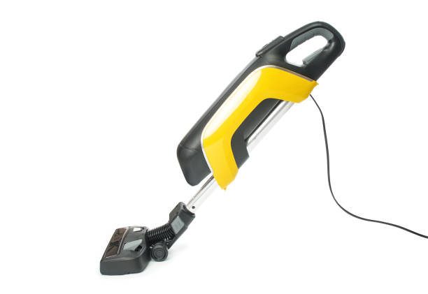 istock Yellow vacuum cleaner with brush isolated on white background 1471701761