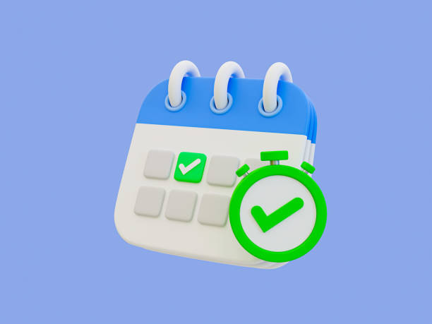 istock 3d minimal time management concept. schedule organization. event confirmed. Calendar with a green check mark. 3d illustration. 1471703964