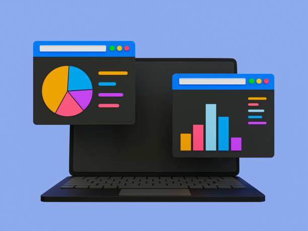 istock 3d minimal marketing strategy concept. business analysis. marketing data analysis. Laptop with statistics data. 3d illustration. 1471703973