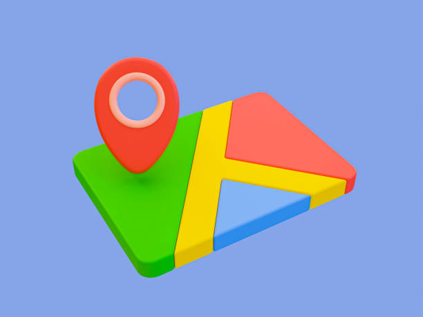 istock 3d minimal map icon. navigation icon. Marking a position. map with a location pin icon. 3d rendering illustration. 1471704068