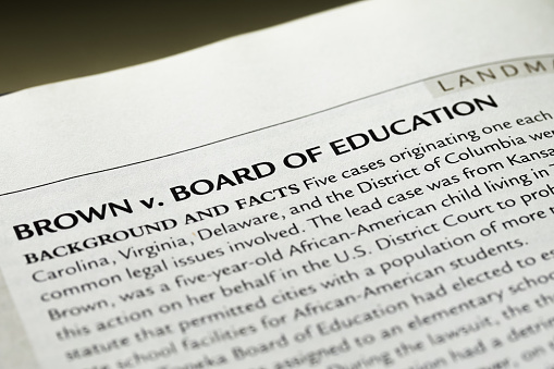 Brown v. board of education court decision printed in business law textbook