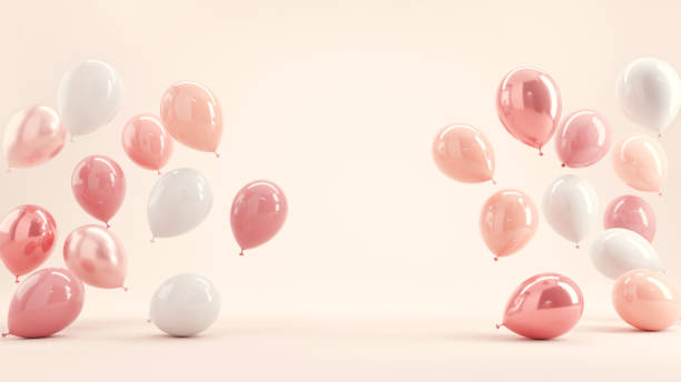 istock Pastel balloons on pink background. 3d rendering, Birthday celebration party background. 1471706707