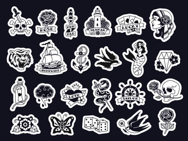 Retro Tattoo Designs Set - Vector design 