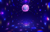 2302.m01.i006.n019.S.c15.140856106 Disco ball rays. Dance floor room with mirror ball reflections, night club stage lights and party vector background illustration