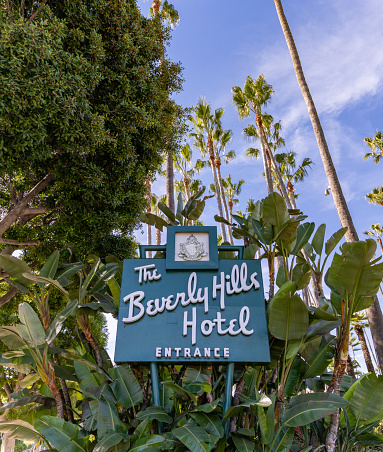 Los Angeles, United States - November 17, 2022: A picture of The Beverly Hills Hotel's sign.